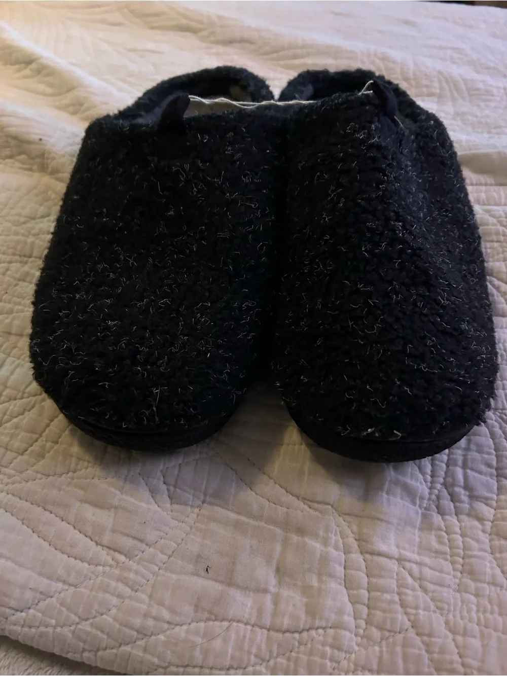 Cozy Black Fuzzy Slip-On Slippers